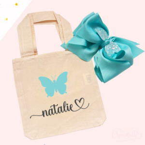 Set Mini Tote Bag mariposa con moño doble