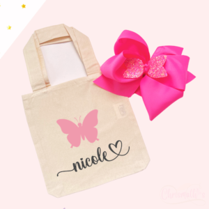 Set Mini Tote Bag mariposa con moño doble