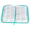 Biblia floral/mariposas turquesa con índice y canto floral con Cierre Letra Grande 12 puntos RV1960 imit. piel