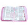 Biblia Mujer Virtuosa floral con índice Y Cierre Compacta 11 puntos RV1960 imit piel blanca.