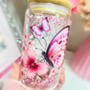 Vaso de Vidrio 16 oz "Believe" Butterflies