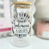 Vaso de Vidrio 16 oz "El Señor es mi luz y mi salvación a quien temeré' Salmo 27:1