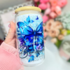 Vaso de Vidrio 16 oz " Cuando tengo miedo pongo mi confianza en ti "Ser humildes nos hace ser bondadosos con los demas" Efesios 4:2