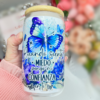 Vaso de Vidrio 16 oz " Cuando tengo miedo pongo mi confianza en ti "Ser humildes nos hace ser bondadosos con los demas" Efesios 4:2