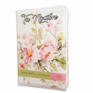 Biblia vintage flores rosas con indice y canto floral letra Gigante Manual 14 puntos RV1960 con Cierre imit piel - Spanish