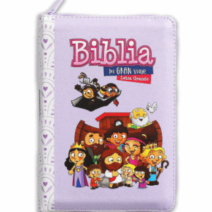 Biblia Lila floral Mi Gran Viaje para Niñas Compacta con Cierre RV1960 imit piel