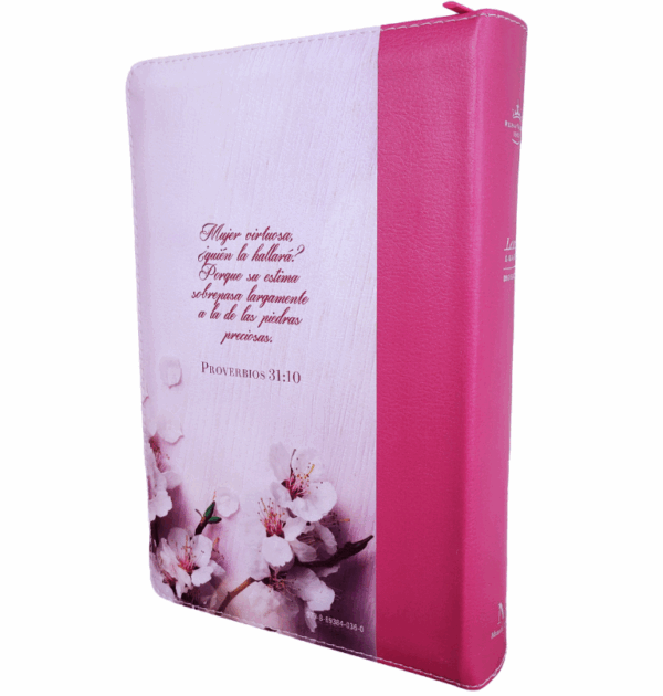 Biblia Mujer Virtuosa floral con índice y canto floral Letra Gigante Manual 14 puntos RV1960 con Cierre imit piel - Spanish