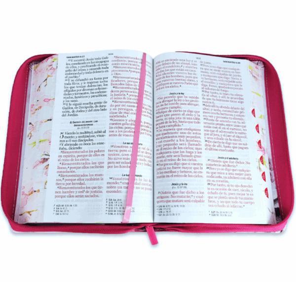 Biblia Mujer Virtuosa floral con índice y canto floral Letra Gigante Manual 14 puntos RV1960 con Cierre imit piel - Spanish - Imagen 2