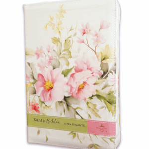 Biblia vintage flores rosas con indice y canto floral letra Gigante Manual 14 puntos RV1960 con Cierre imit piel - Spanish
