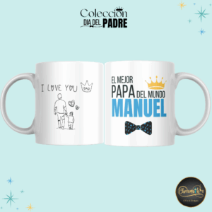 Taza "El mejor PAPA del mundo" personalizada con nombre y dibujo