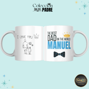 Taza The Best Dad in the world personalizada con nombre y dibujo
