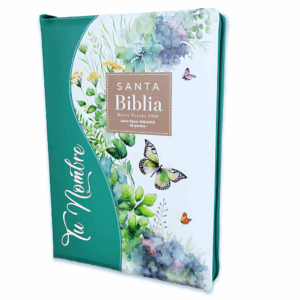 Biblia Verde floral mariposa con índice y canto floral Letra Súper Gigante 19 puntos RV1960 con Cierre imit. piel