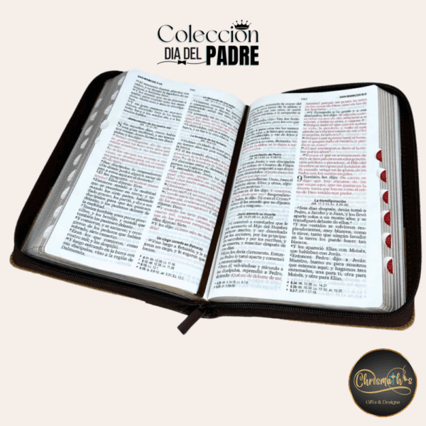 Biblia tricolor café con índice imit. piel con Cierre y Letra Grande 12 puntos RV1960 Spanish
