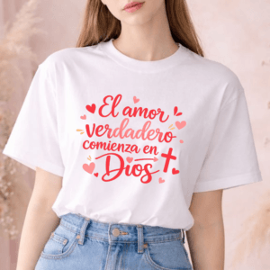 T-Shirts  "El amor verdadero comiensa en Dios" 
