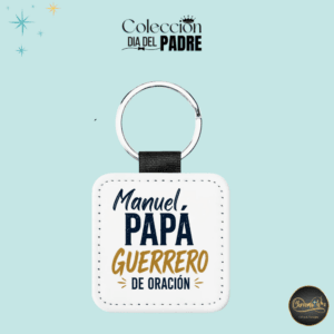 LLAVERO CUADRADO PAPA GUERRERO DE ORACION CON NOMBRE