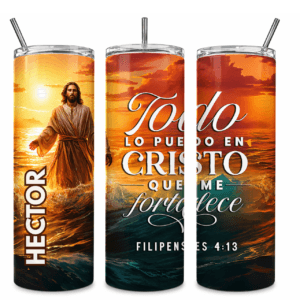 Tumbler “Todo lo Puedo en Cristo” – Filipenses 4:13 Personalizado
