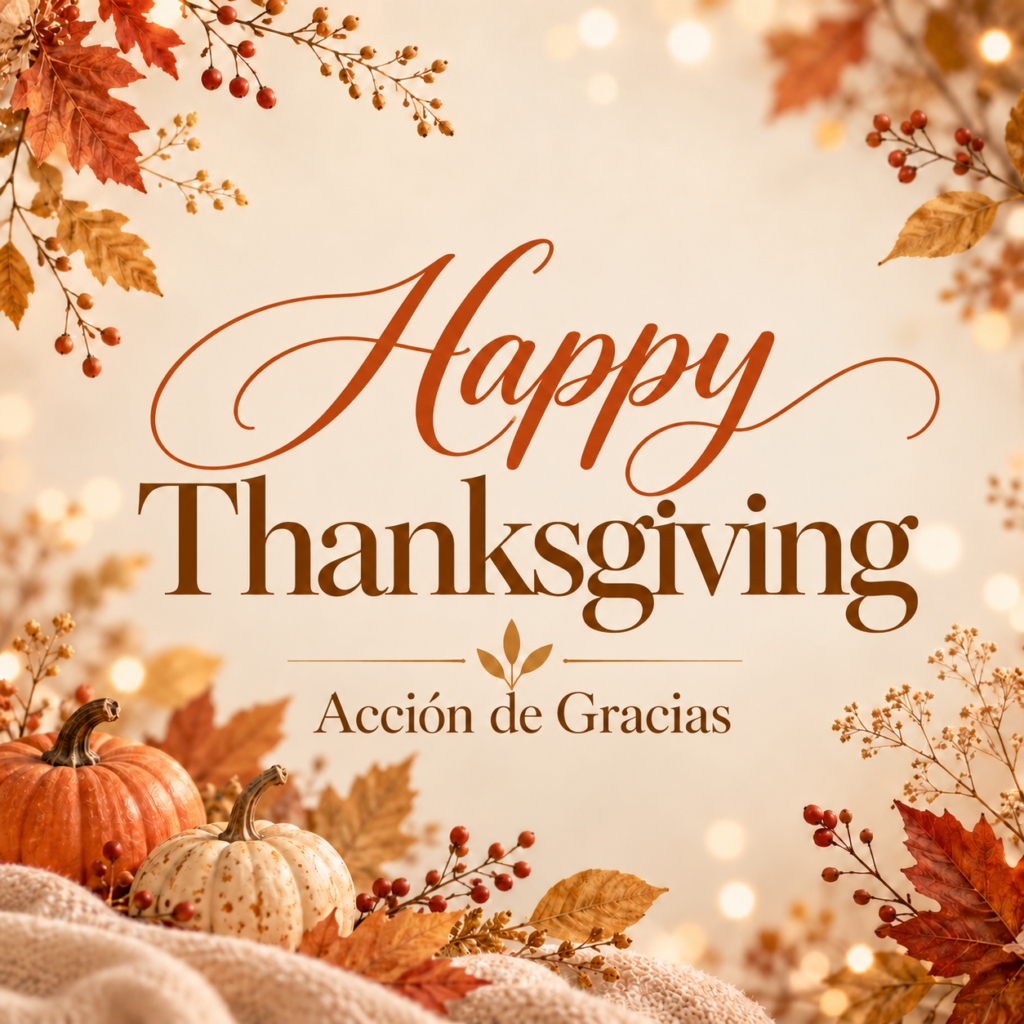 Happy Thanksgiving / Acción de Gracias, colección de regalos personalizados y cristianos de Chrismath’s Designs.
